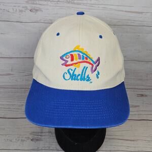 VTG KC Caps Baseball Cap Men's Adjustable Snapback Cream Blue Shells Fish Logo